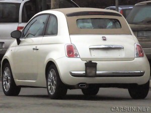 Spy shot of the Fiat 500C - due to be revealed on Monday 16th February
