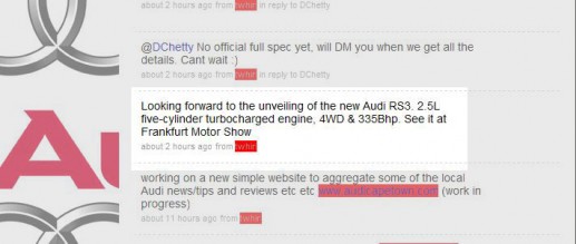 Audi-RS3-Twitter Audi RS3 outed on Twitter (click for bigger image)