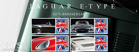 Royal Mail issues a set of Ten First class stamps to commemorate the 50th anniversary of the Jaguar E-Type