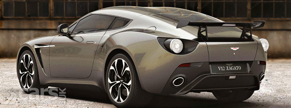 Grey-green Aston Martin V12 Zagato rear view