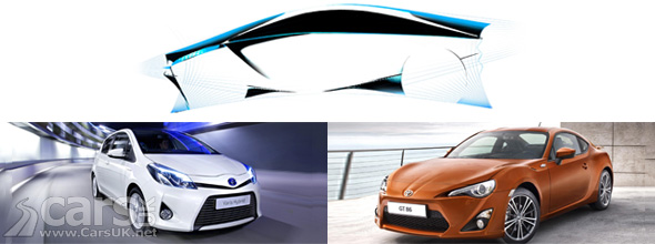 The Toyota GT 86, Yaris Hybrid and FT-Bh Concept