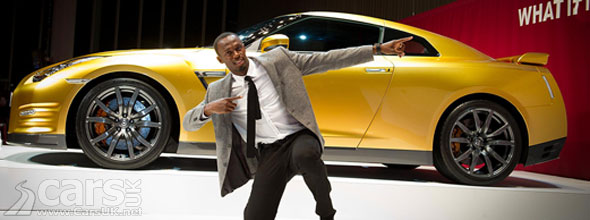 Photo of Usain Bolt and Gold Nissan GT-R