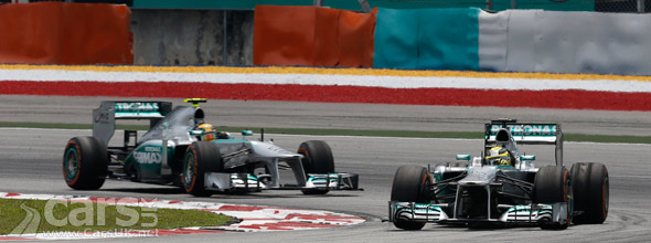 Photo of 2 Mercedes at Malaysian Grand Prix 2013