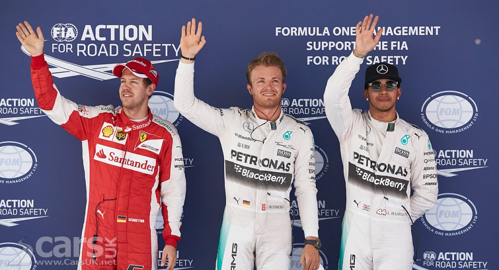 Nico Rosberg (centre) wins the 2015 Spanish Grand Prix in Barcelona