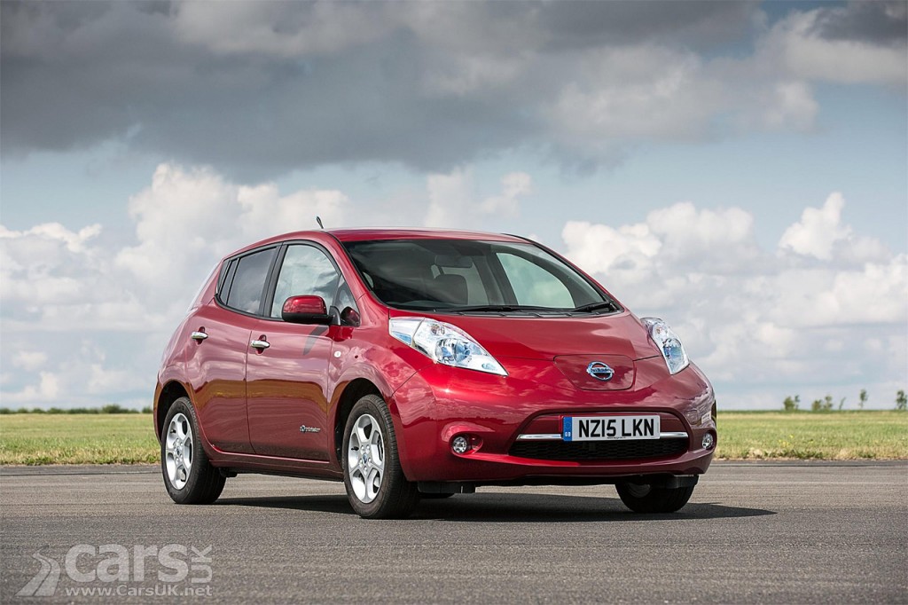 View of Nissan LEAF EV celebrating 10,000 UK sales