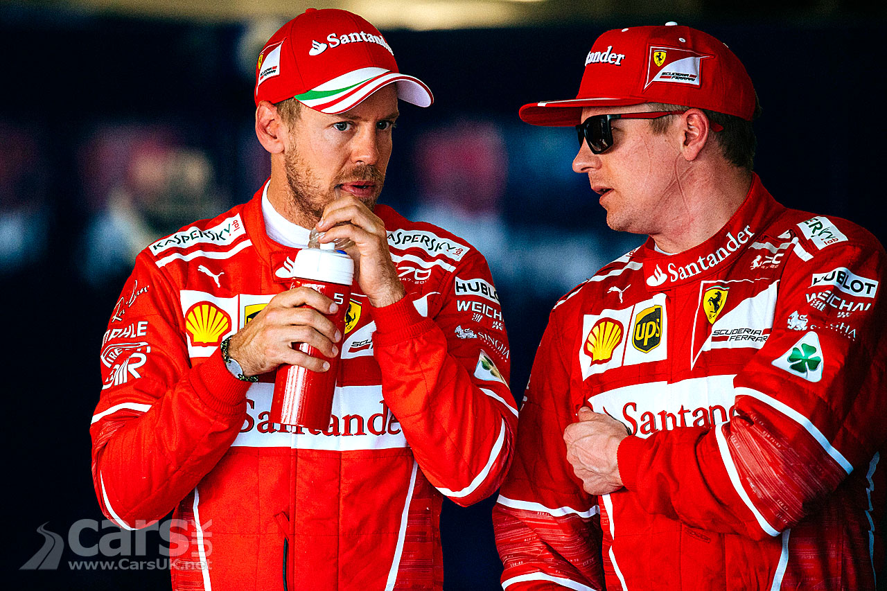 Photo Ferrari's Sebastian Vettel and Kimmi Raikkonen Russian Grand Prix 2017