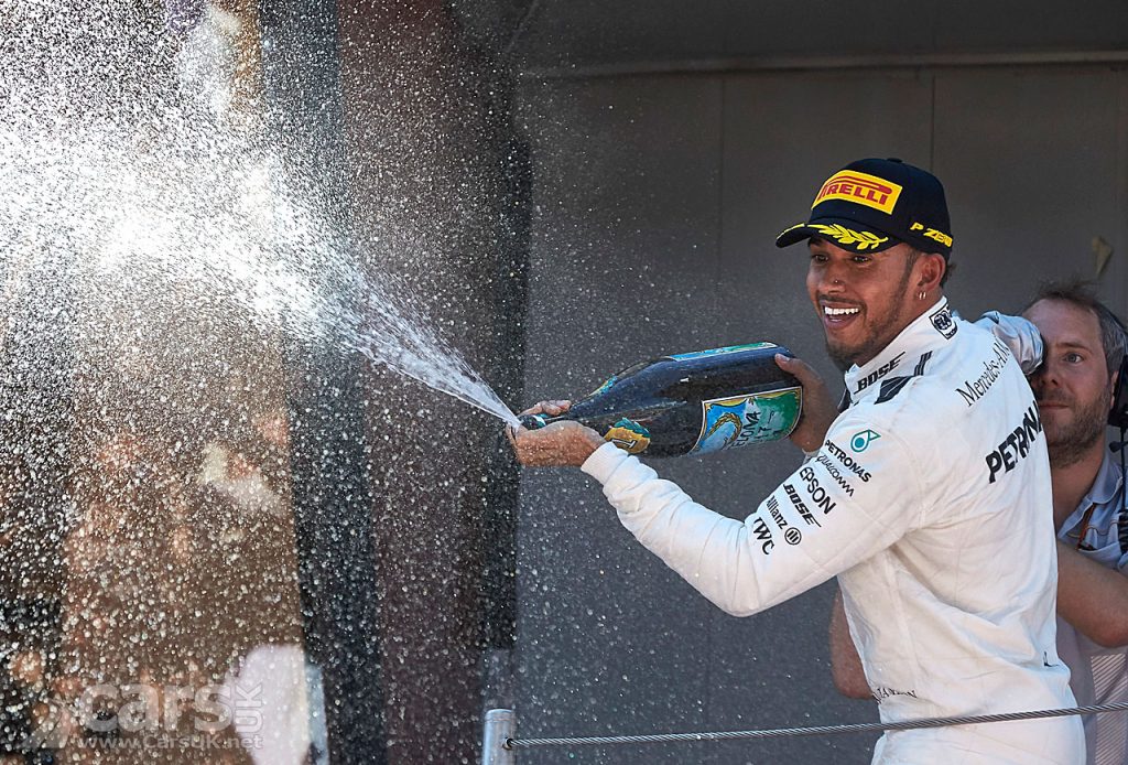 Photo Lewis Hamilton celebrates winning the 2017 Spanish Grand Prix