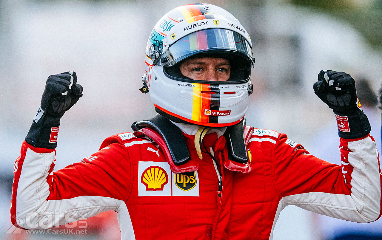 Vettel celebrates POLE position at 2018 Azerbaijan Grand Prix