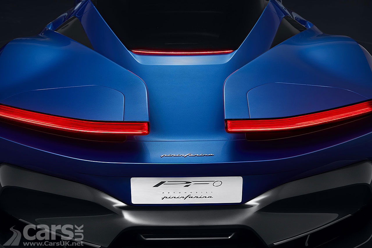 Rear view of the Pininfarina PF0 electric hypercar