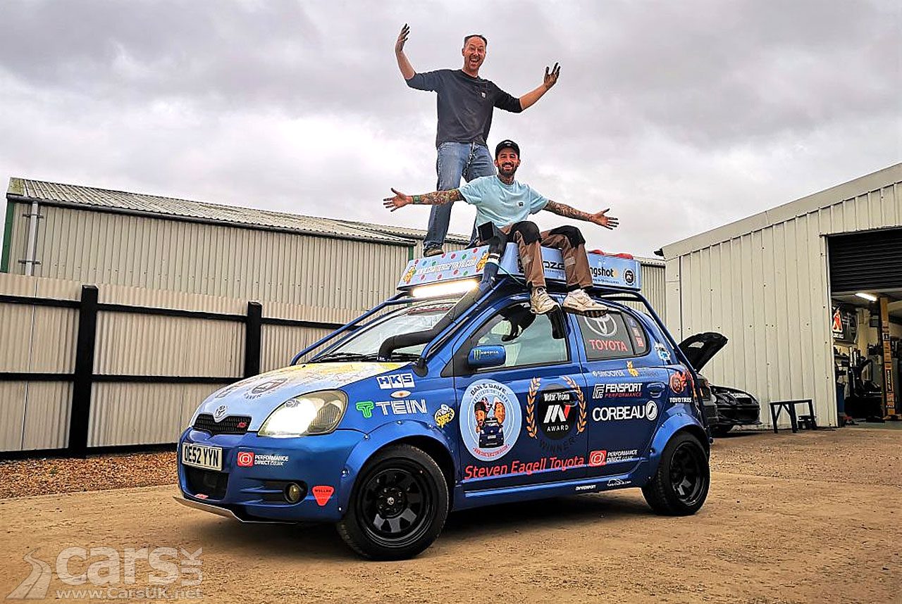 Dan Handley and Dave Brooks with their Toyota Yaris heading for Japan