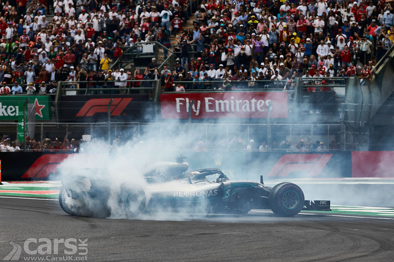 Lewis Hamilton celebrates his fifth world title at the Mexican Grand Prix