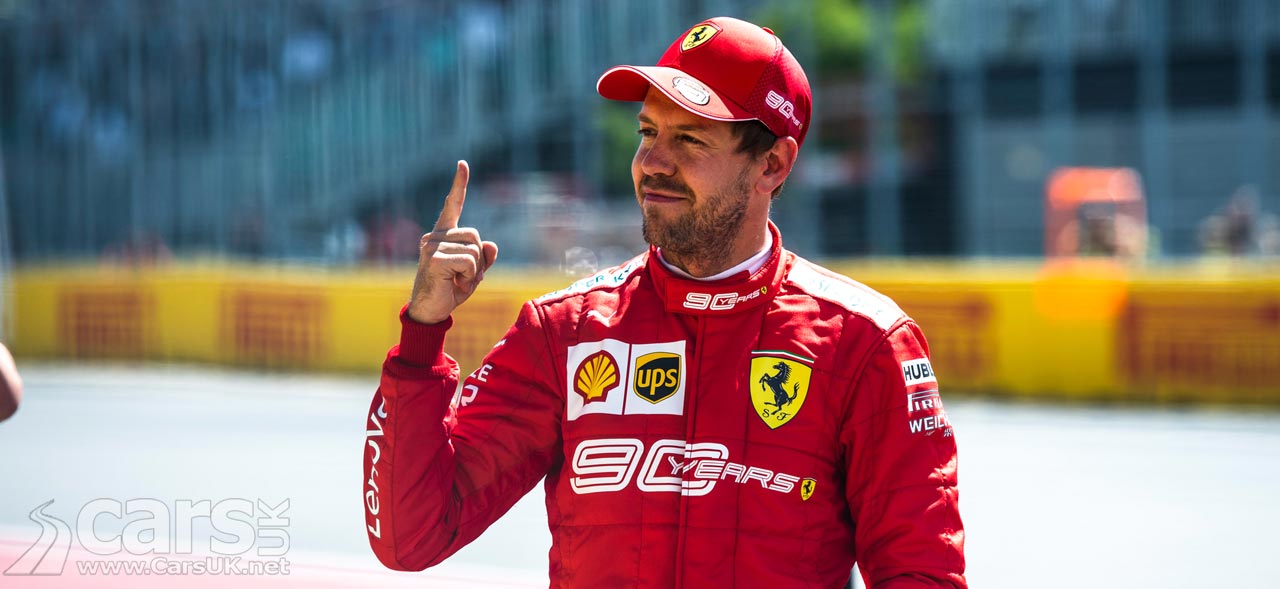 Sebastian Vettel celebrating pole position at Canadian Grand Prix