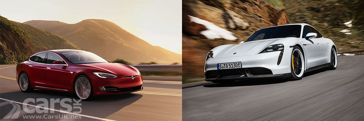 Photo Porsche Taycan and Tesla Model S