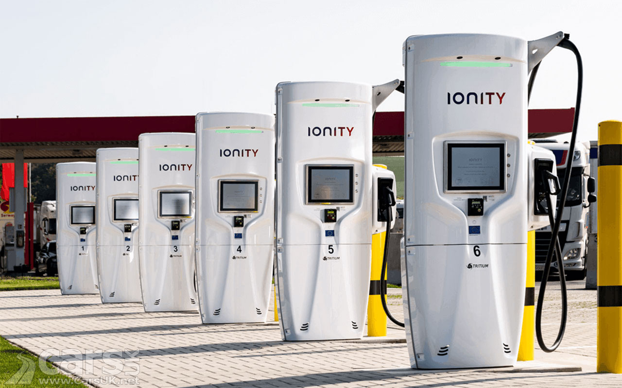 Bank of Ionity EV rapid chargers