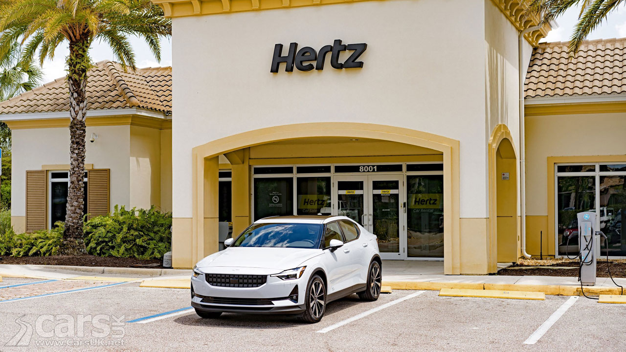 Polestar 2 EV outside Hertz outlet