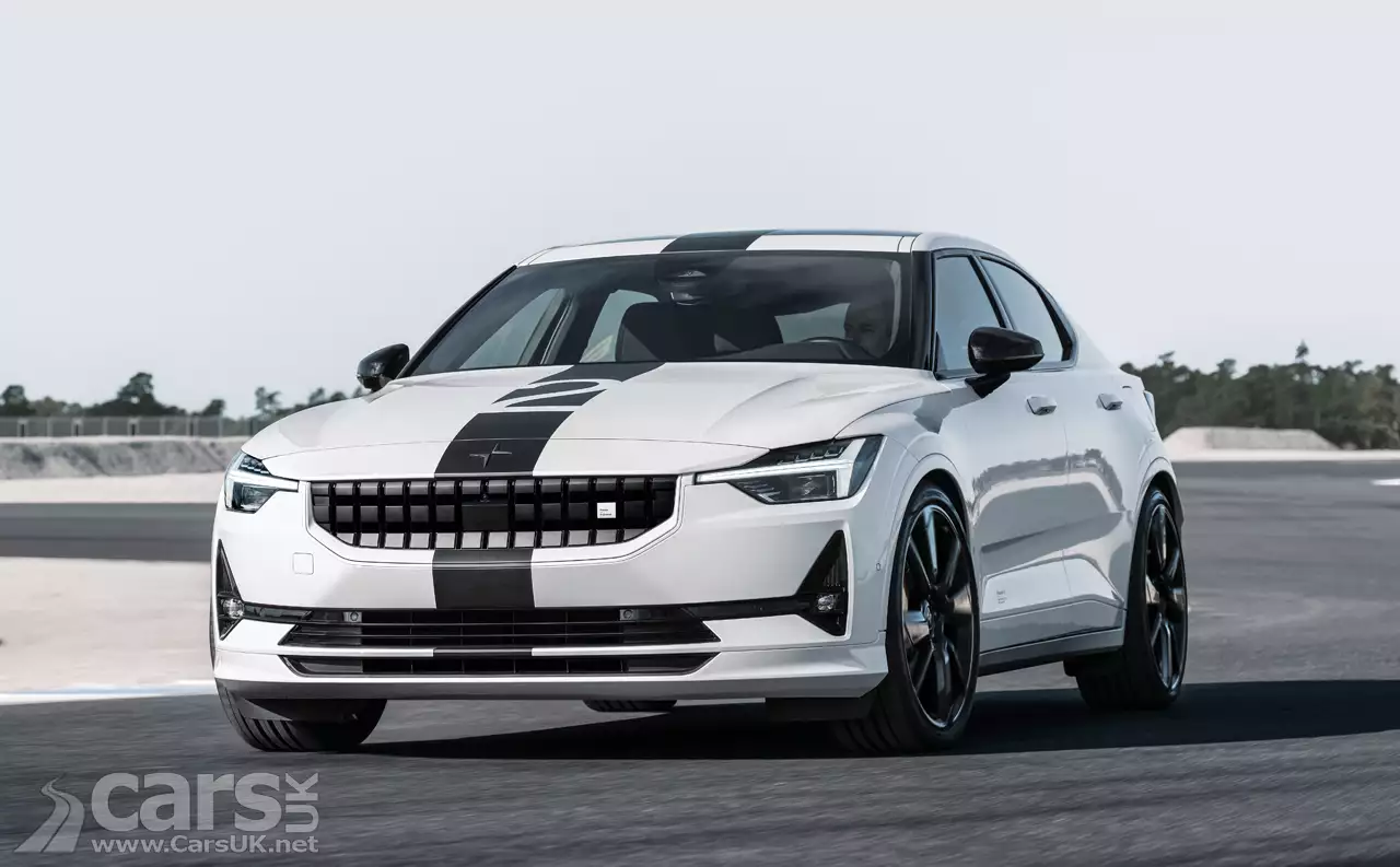 Polestar 2 ‘BST Edition 270' on track in White with black stripe