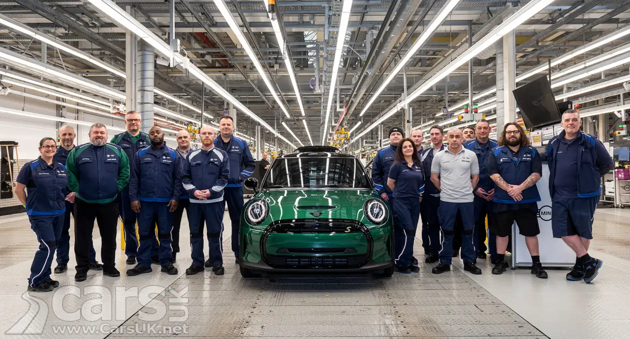 MINI 3-Door Hatch millionth example on the production line in Oxford with workforce