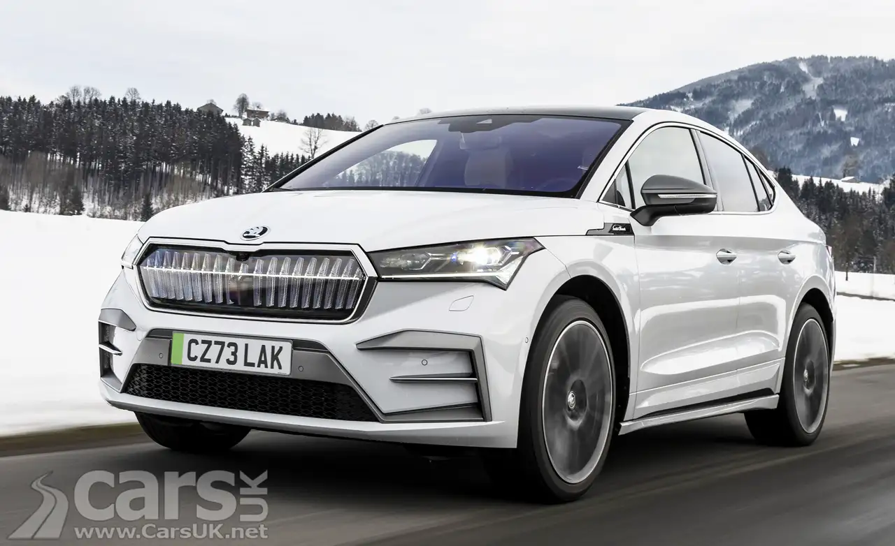 Skoda Enyaq Laurin and Klement Coupe driving on road