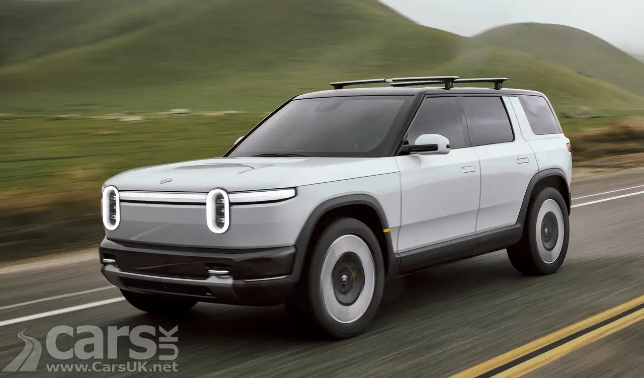 Electric Rivian R2 on road