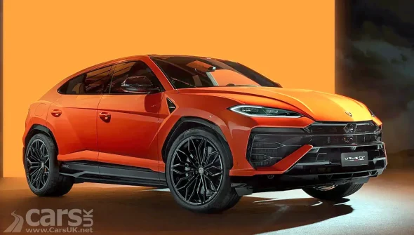 New Lamborghini Urus SE in orange front view
