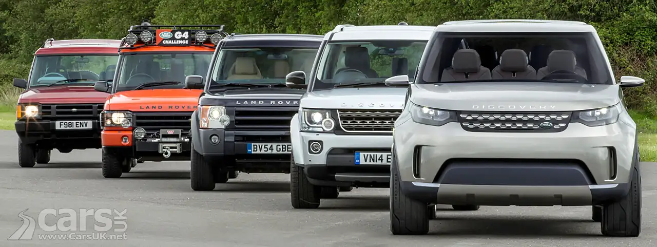 Land Rover Discovery 35th Edition lineed up with all Discovery generations