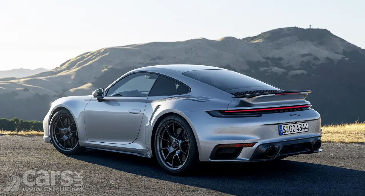 Porsche 911 Turbo 50 Years rear view on road