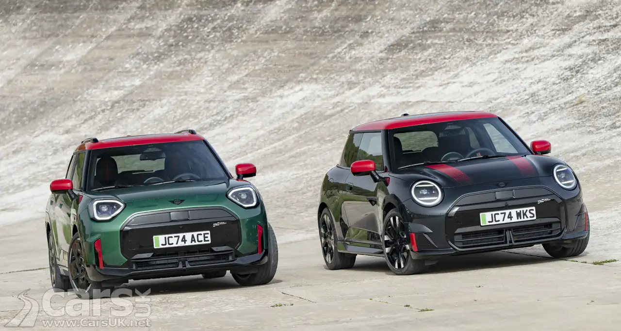 Electric MINI Cooper and MINI Aceman John Cooper Works front view