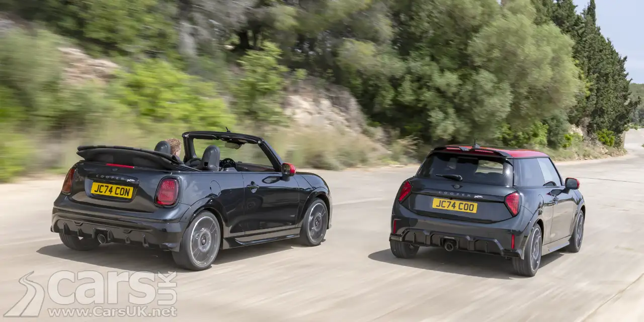 2014 MINI John Cooper Works and JCW Convertible on track rear view