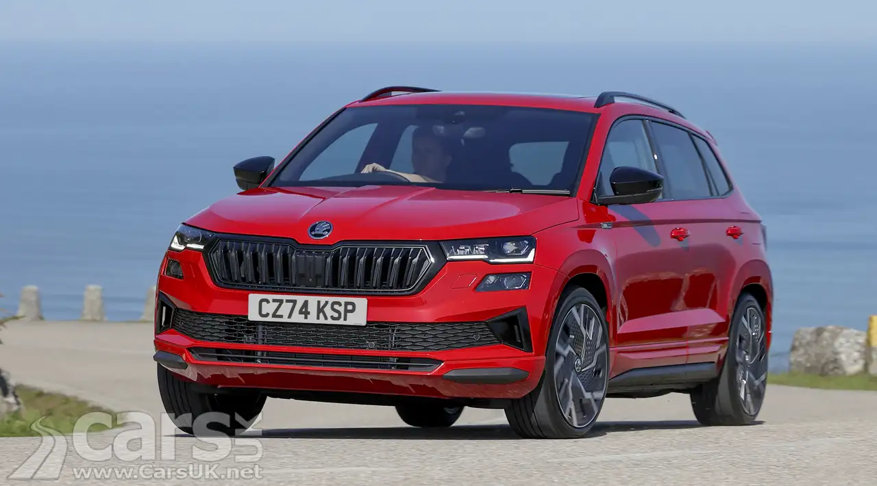 Skoda Karoq Edition in red on road