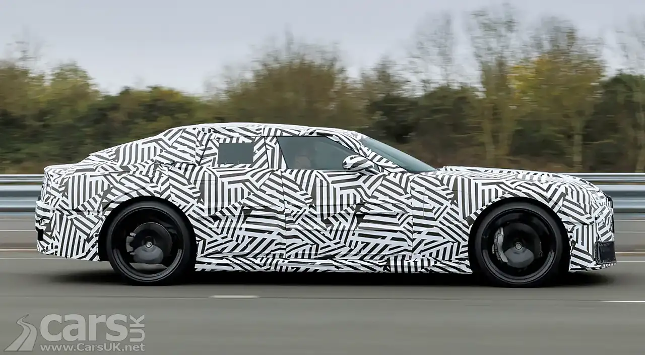 ELECTRIC Jaguar 4-Door GT official spy photo on road side view