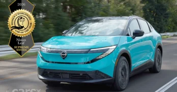 Nissan LEAF is pictured as it's declared Women’s Worldwide Car of the Year 2026